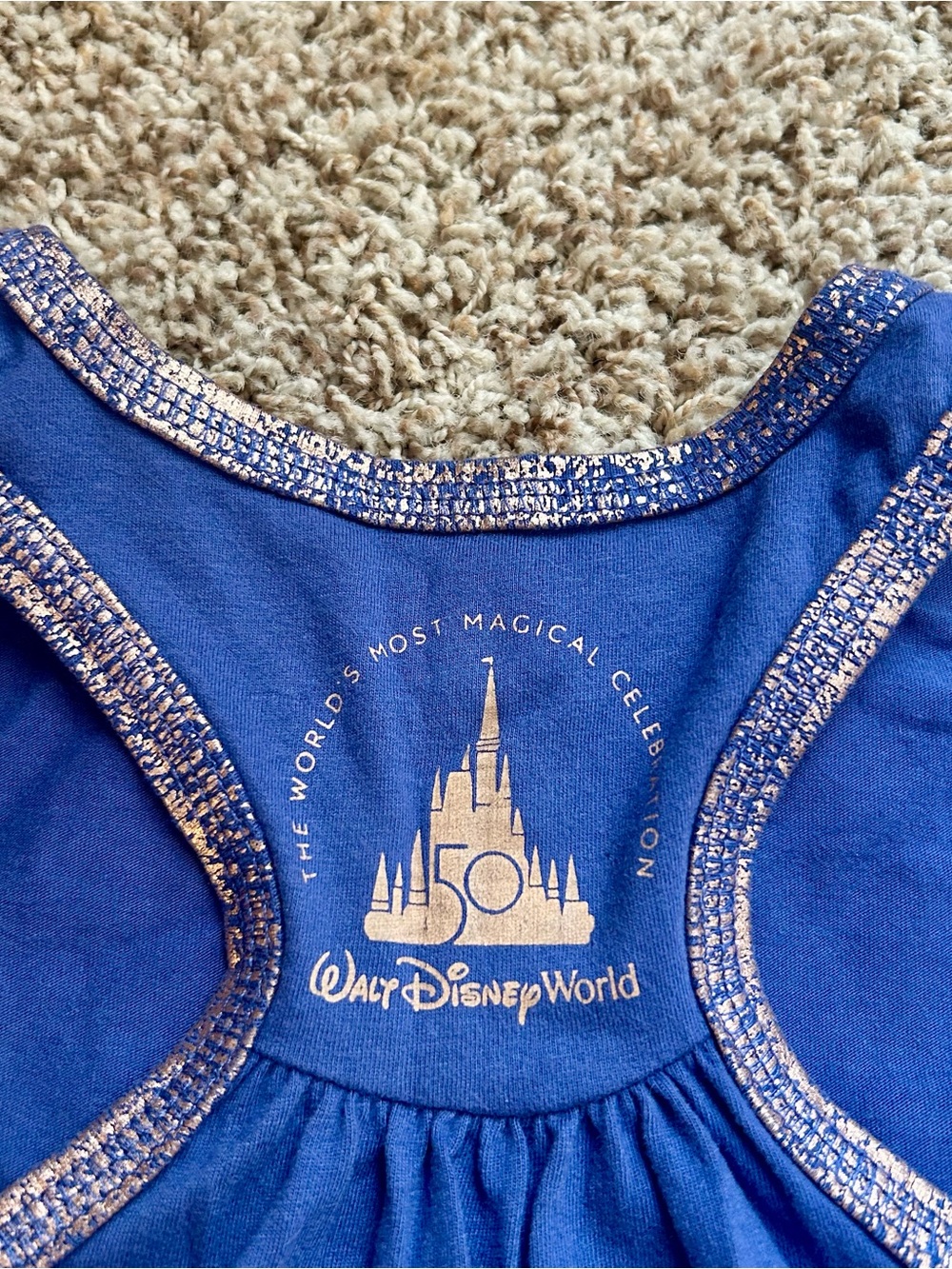 Disney 50th Anniversary Blue & Gold Character Print Tank Top - Picture 5 of 6